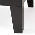 Brown Leather Storage Ottoman with Hidden Drawer & Hardwood Legs