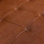 Mid-Century Modern Sofa with Button Tufting & Gold-Tipped Rubberwood Legs ¨C Fabric Upholstered Living Room Couch