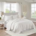 GDFStudio More 3 Piece Reversible Scalloped Edge Microfiber Quilt Bedding Sets, White, King/Cal King