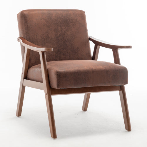 GDFStudio Torin Mid-Century Modern Rubberwood Upholstered Chair, Brown