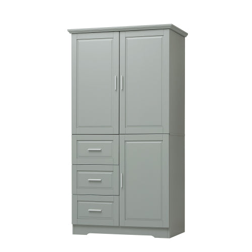 GDFStudio Sienna Modern Wood Freestanding Bathroom Storage Cabinet with Three Drawers and Adjustable Shelf, Gray