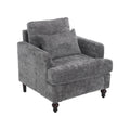 GDFStudio Walter Modern Soild Wood Chenille Upholstered Arm Accent Chair with Pillow,Gray