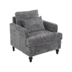 GDFStudio Walter Modern Soild Wood Chenille Upholstered Arm Accent Chair with Pillow,Gray