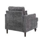 GDFStudio Walter Modern Soild Wood Chenille Upholstered Arm Accent Chair with Pillow,Gray