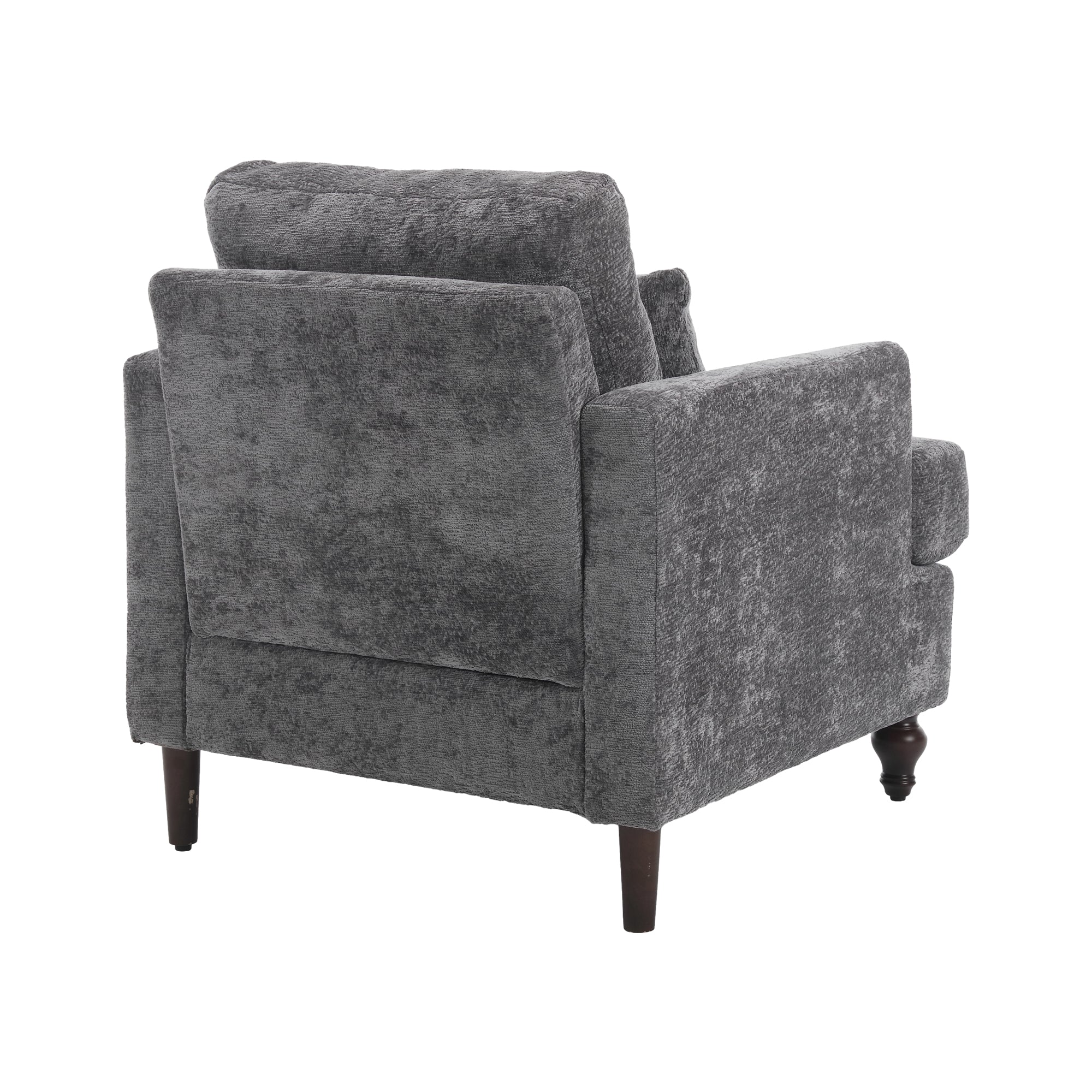 GDFStudio Walter Modern Soild Wood Chenille Upholstered Arm Accent Chair with Pillow,Gray