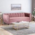 Modern Glam Velvet Sofa with Channel Stitching & Birch Wood Legs ¨C Luxury Upholstered Living Room Couch