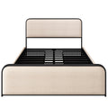 GDFStudio Bavier Modern Linen Upholstered Metal Bed Frame with 4 Storage Drawers, Queen