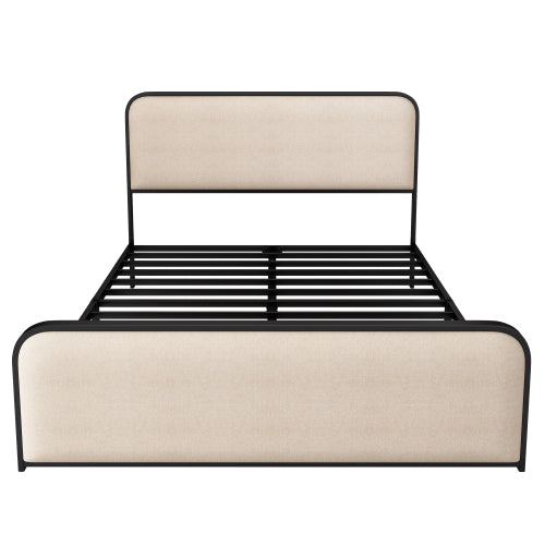 GDFStudio Buck Modern Linen Upholstered Metal Bed Frame with Under-Bed Storage, King