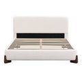 Christopher Knight Home Marry White Boucle Upholstered Wood Bed, Queen, White/Walnut