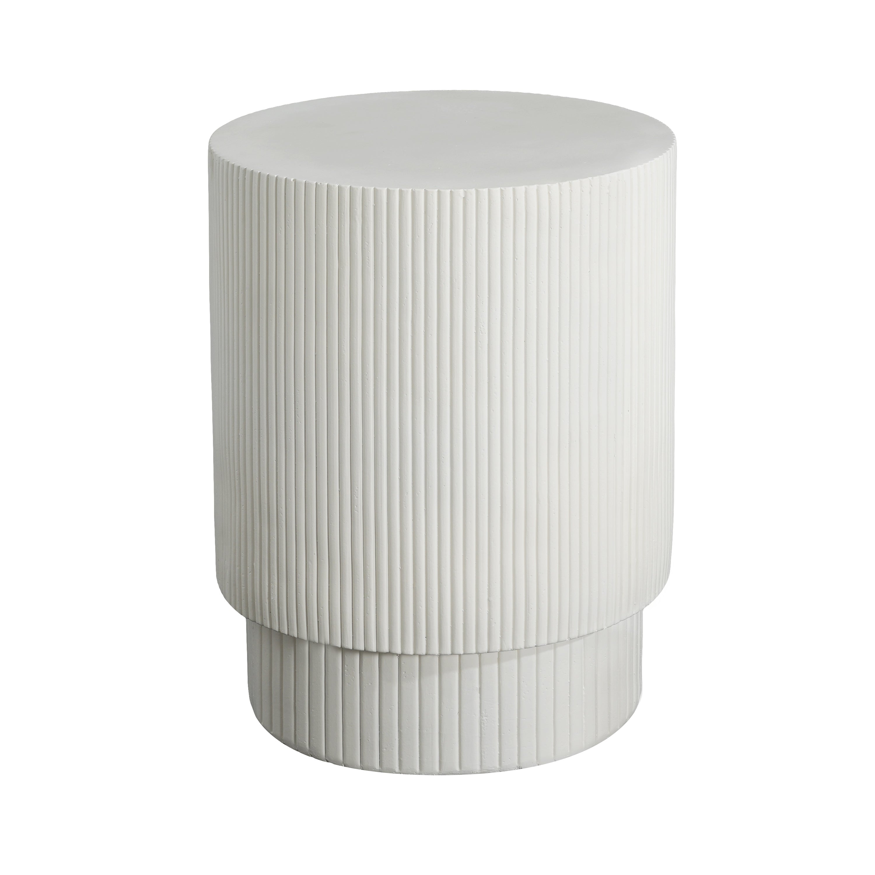 Christopher Knight Home Hamid Minimalist Ribbed Cylindrical Lightweight Concrete Side Table, White