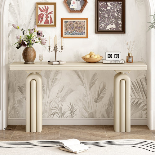 GDFStudio Mitchell Chic, Elegant and Luxurious Acacia Veneer Console Table, Beige