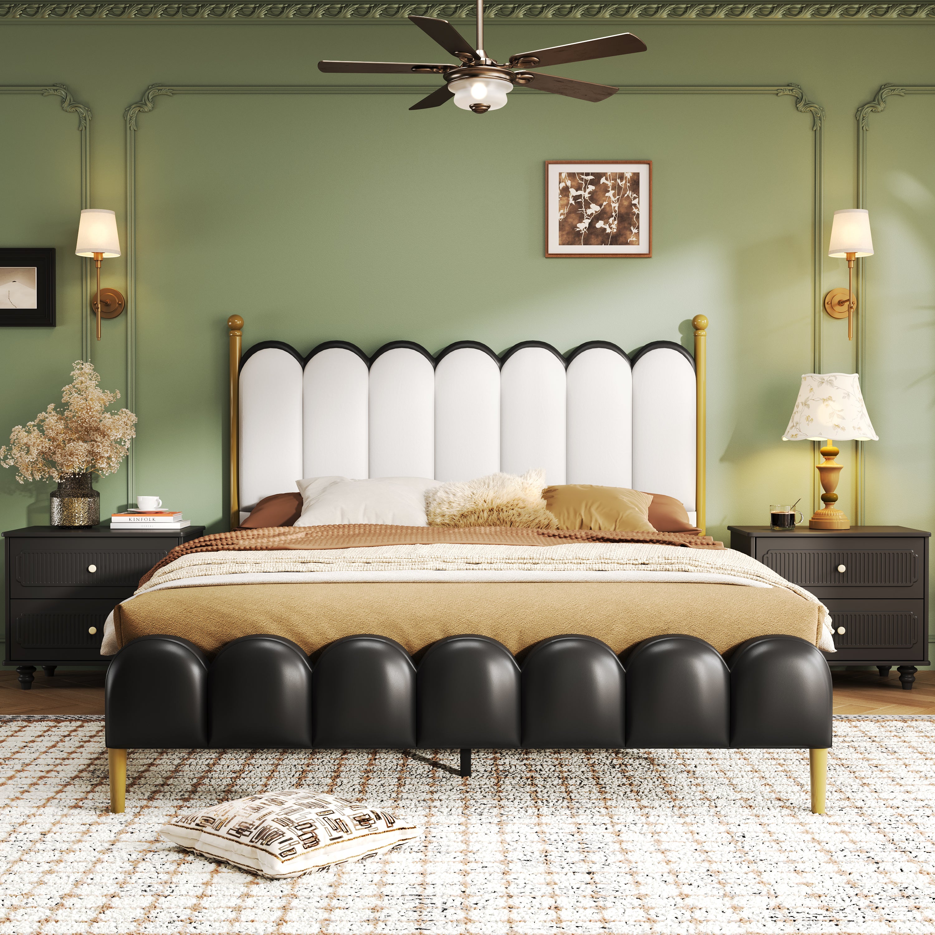 Christopher Knight Home Luxury Faux Leather Bed Frame with Curved Headboard & Solid Wood Support