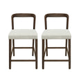 Christopher Knight Home Sonore Contemporary Rubberwood Upholstered Counter Stools with Curved Open Back (Set of 2), Walnut/Beige