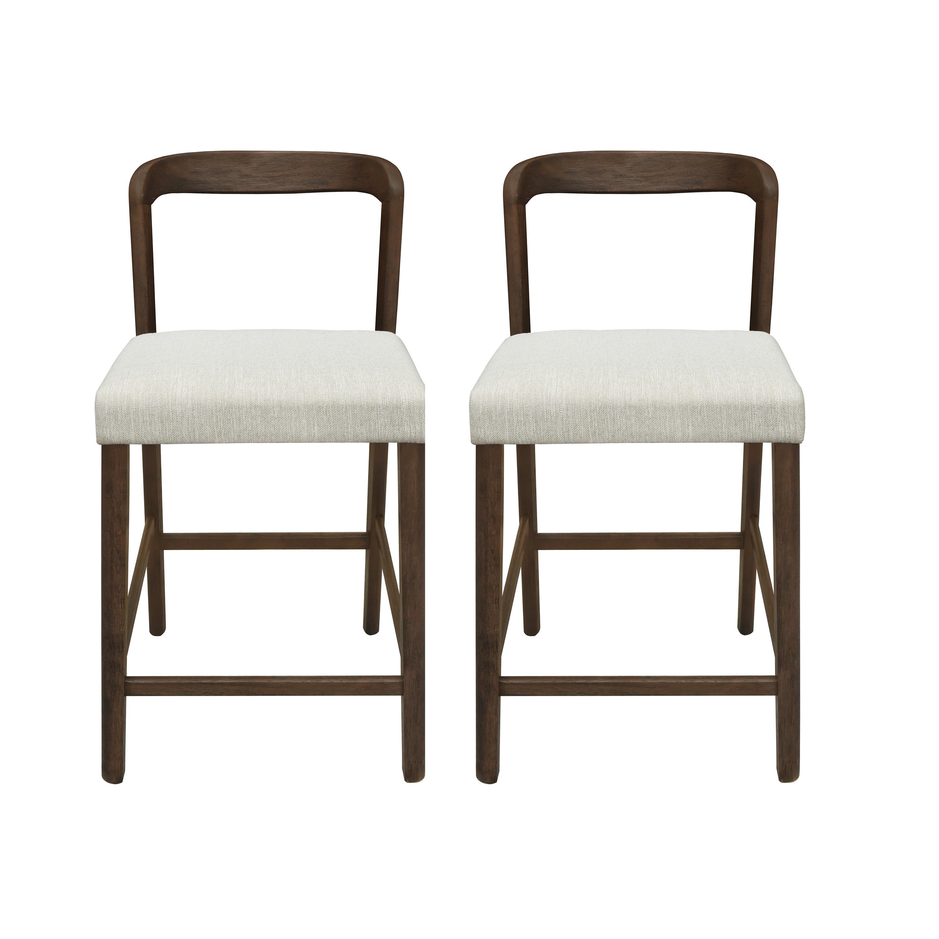Christopher Knight Home Sonore Contemporary Rubberwood Upholstered Counter Stools with Curved Open Back (Set of 2), Walnut/Beige