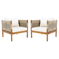 Christopher Knight Home Jiyeon Modern Outdoor Acacia Wood Club Chair with Diamond Rope Weave and Cushions (Set of 2), Teak/Beige