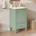 Christopher Knight Home Evelyn Modern Wood Bathroom Vanity with Ceramic Sink and Drawer, Green, 20"