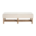 Christopher Knight Home Rectangular Linen Ottoman Bench – Upholstered Seat with Wood Legs & Open Shelf