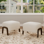 Boucle Storage Ottoman with Solid Wood Legs ¨C Modern Upholstered Footrest & Accent Bench