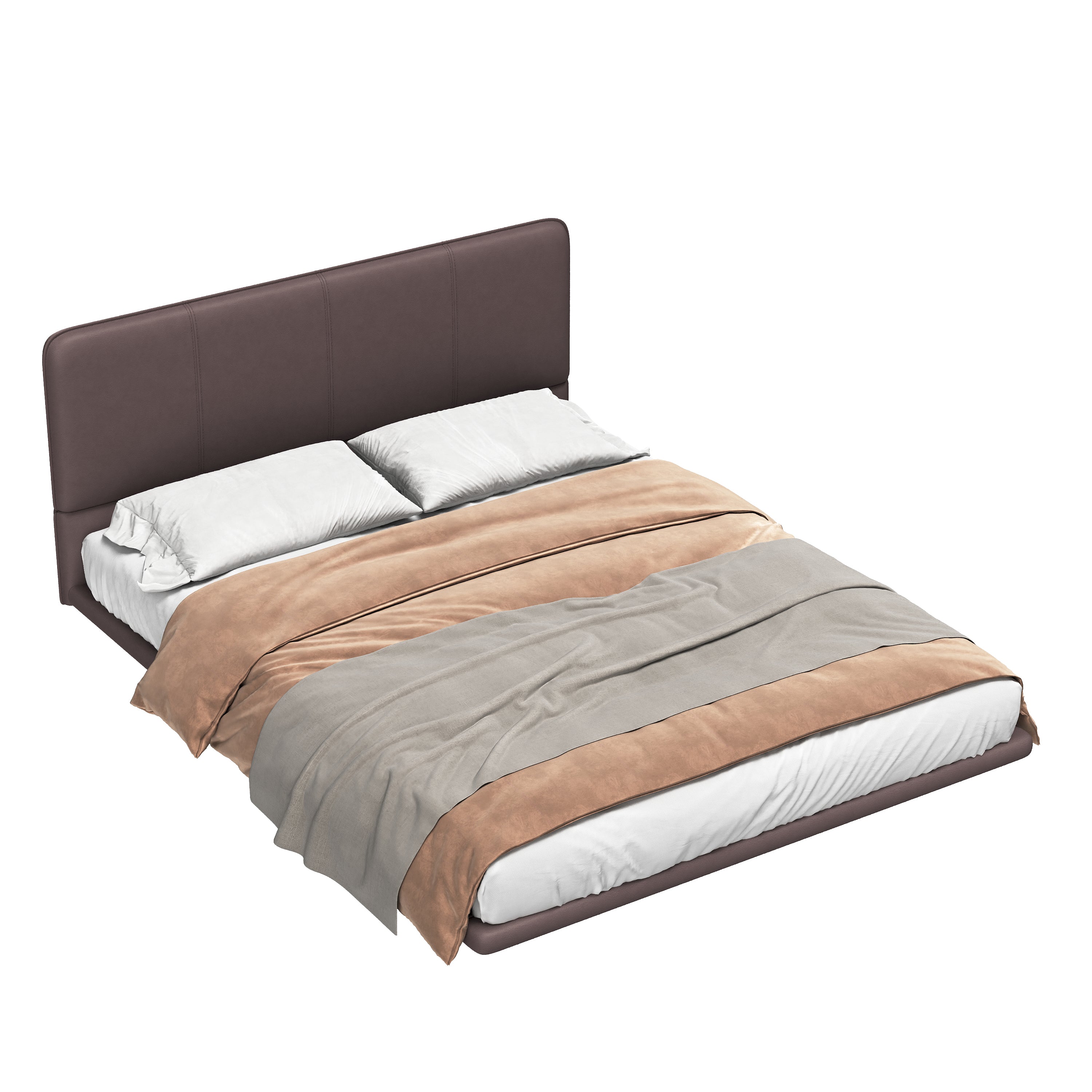 Christopher Knight Home Modern Floating Platform Bed with PU Leather & LED Under-Bed Lighting