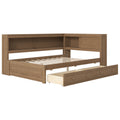 GDFStudio Bolton Wood Daybed with Storage Shelves, USB, LED, and 2 Drawers, Natural, Full Size