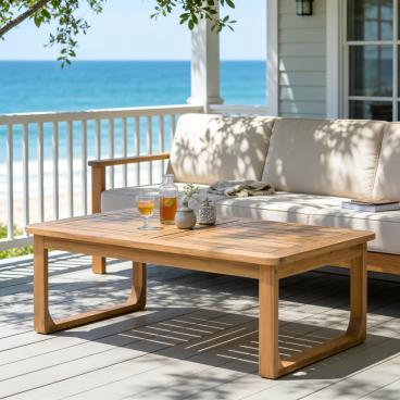 Christopher Knight Home Jodie Patio Modern Acacia Wood Rectangular Coffee Table, Light Teak