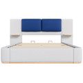 Christopher Knight Home Upholstered Storage Platform Bed with PU Headboard Cushion & Built-In Side Shelves