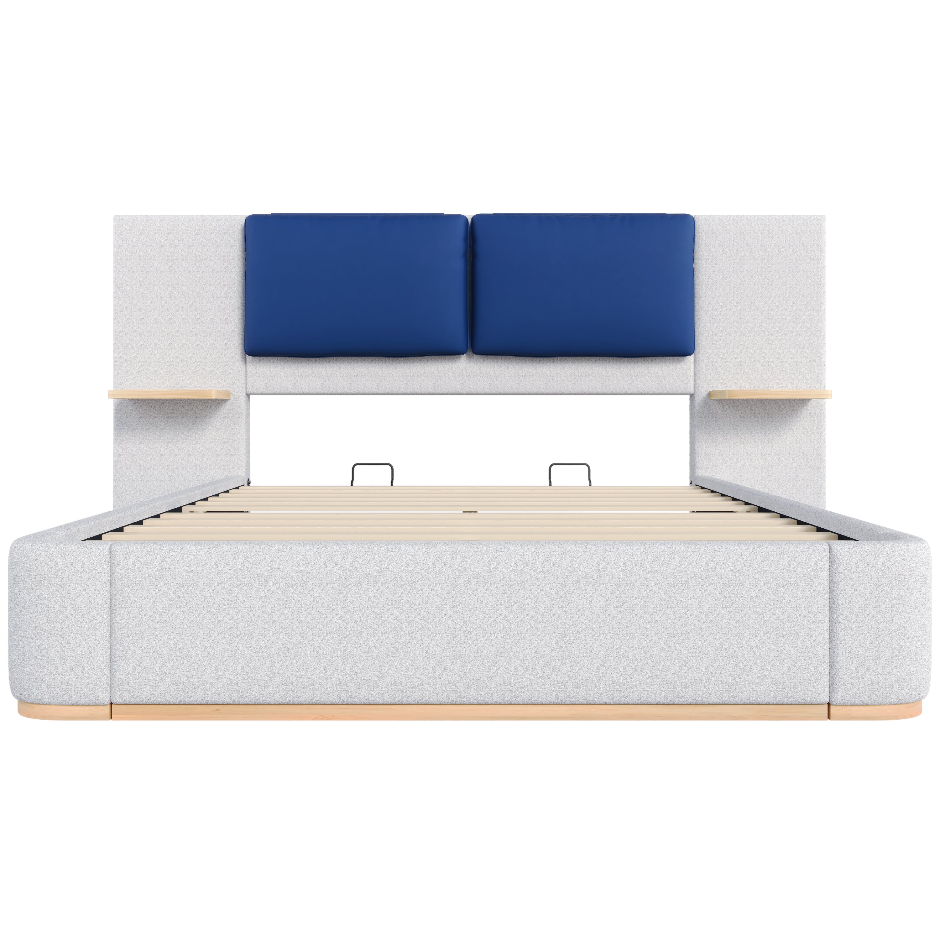 Christopher Knight Home Upholstered Storage Platform Bed with PU Headboard Cushion & Built-In Side Shelves