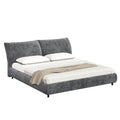 Christopher Knight Home Modern Fabric Upholstered Bed with Adjustable Cushion Headboard & Wood Slat Support