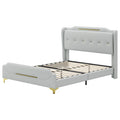 Christopher Knight Home Modern Faux Leather Platform Bed with Gold Metal Accents & Sturdy Wood-Metal Frame