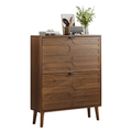 GDFStudio Cass Farmhouse Flip-Drawer Shoe Cabinet with Adjustable Storage, Walnut