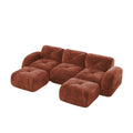 GDFStudio Nadia Velvet Modular U Sectional Boneless Sofa, Red