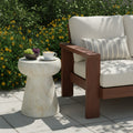 GDFStudio Rivera Modern Mushroom-Shaped Design Outdoor Coffee Table, Beige/Yellow