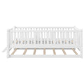 GDF Studio Kids Wooden Platform Bed with Semi-Enclosed Fence & Pull-Out Trundle