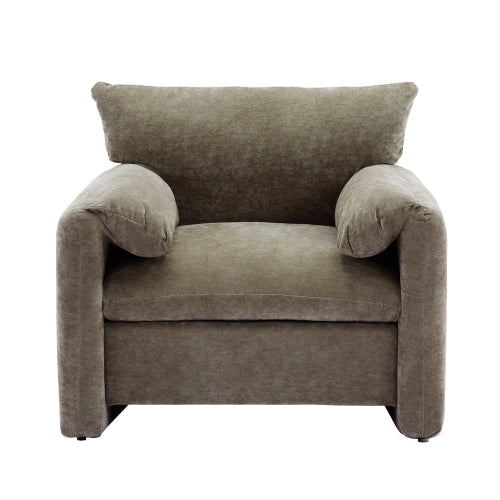 GDFStudio Davy 38.6” Modern Chenille Oversized Armchair Lounge Chair, Matcha Green