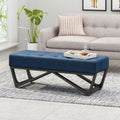 Christopher Knight Home Modern Upholstered Ottoman Bench with Tufted Waffle Stitch & Bentwood Base
