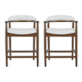Christopher Knight Home Natio Mid-Century Modern Rubberwood Boucle Upholstered Counter Stools (Set of 2), Walnut