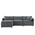 GDFStudio Charon 103'' Modern L Shaped Chenille Upholstered 4-Seater Sectional Sofa with 1 Ottoman and 2 Cushions, Dark Gray