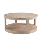 GDFStudio Sawmark 40" Round Wood Coffee Table, Oak