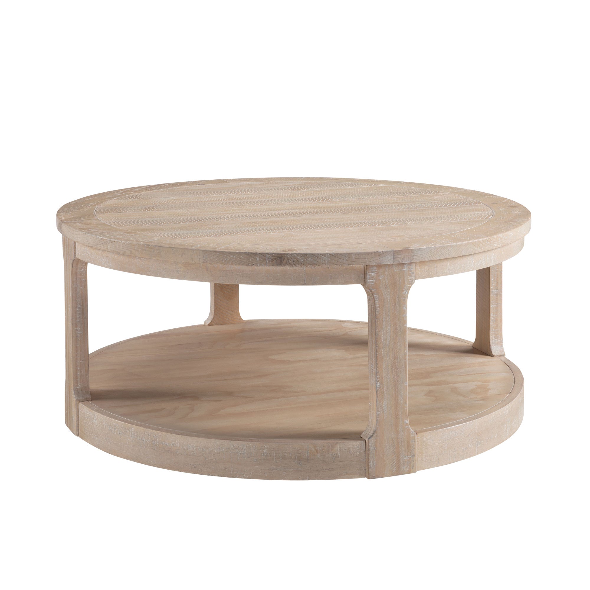 GDFStudio Sawmark 40" Round Wood Coffee Table, Oak