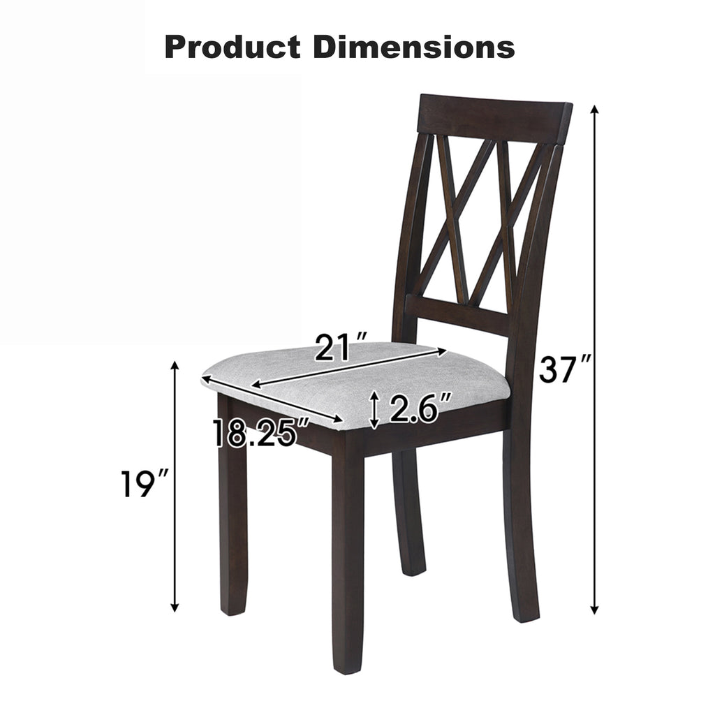 Modern Upholstered Dining Chairs with Tufted Back, Linen Fabric Kitchen Chairs with Solid Wood Legs （Set of 2）