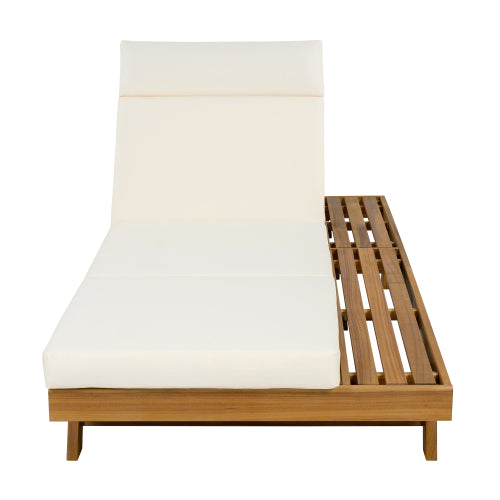 Christopher Knight Home Darla Outdoor Acacia Wood Adjustable Chaise Lounge with Water-Resistant Cushions (Set of 2), Teak/Beige