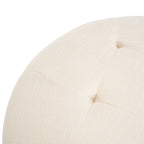 Christopher Knight Home Round Linen Ottoman with Button Tufted Design & Birch Wood Legs ¨C Versatile Footstool and Extra Seating