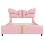 Christopher Knight Home Butterfly-Headboard PU Leather Platform Bed with Wood Slats & Metal Accents