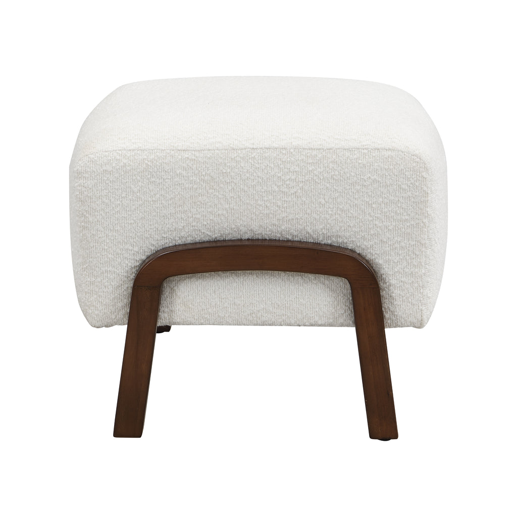 Boucle Storage Ottoman with Solid Wood Legs – Modern Upholstered Footrest & Accent Bench