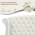 Christopher Knight Home Modern Velvet Wingback Tufted Platform Bed with Nailhead Trim and Silver Legs