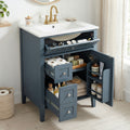 Christopher Knight Home Evelyn Modern Wood Bathroom Vanity with Ceramic Sink, Soft-Close Door & Storage Drawers, Blue Gray, 24"