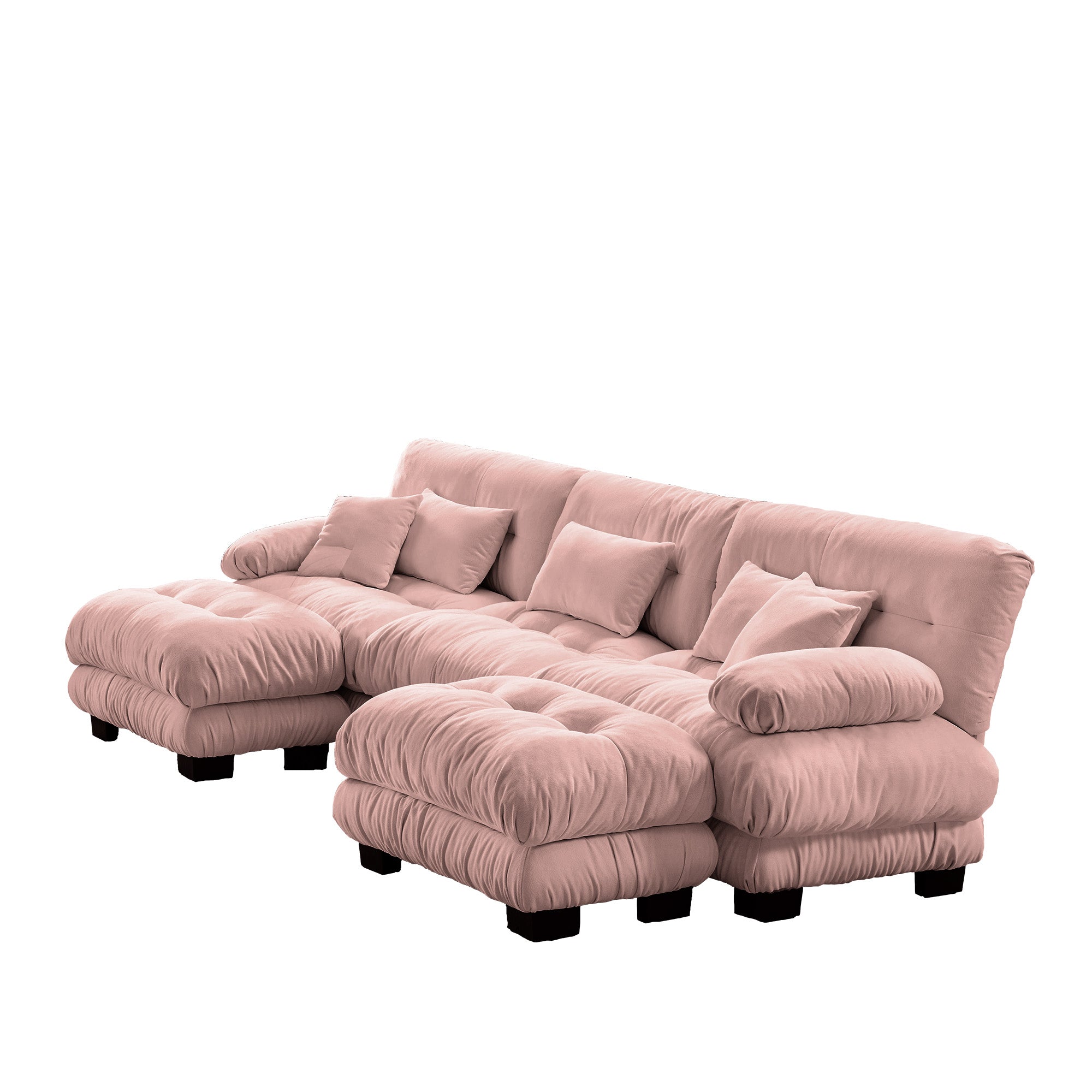 Christopher Knight Home Yale Modular Chenille Upholstery 133.8" Sectional Sofa, Two Ottomans/Pink