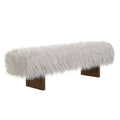 Christopher Knight Home Elara Modern Long-Haired Faux Wool Upholstered Bench, Brown/White