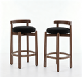 GDFStudio Yorn Farmhouse Rubberwood Rattan Upholstered Dining Chairs (Set of 2), Beige