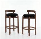 GDFStudio Yorn Farmhouse Rubberwood Rattan Upholstered Dining Chairs (Set of 2), Beige
